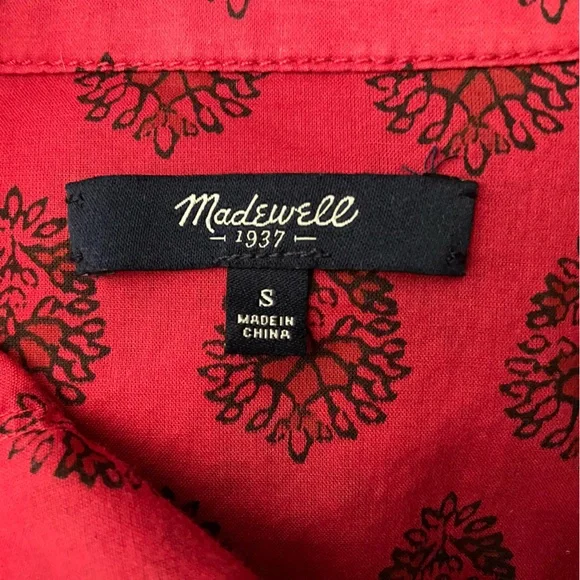 Madewell Ex-Boyfriend Red Leaf Paisley Button Down Shirt - Picture 9 of 10